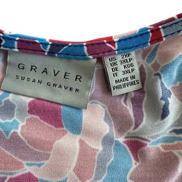 Susan Graver Women's Size Petite US 2XP Tunic Length  Floral Print Round Neck - Picture 3 of 16